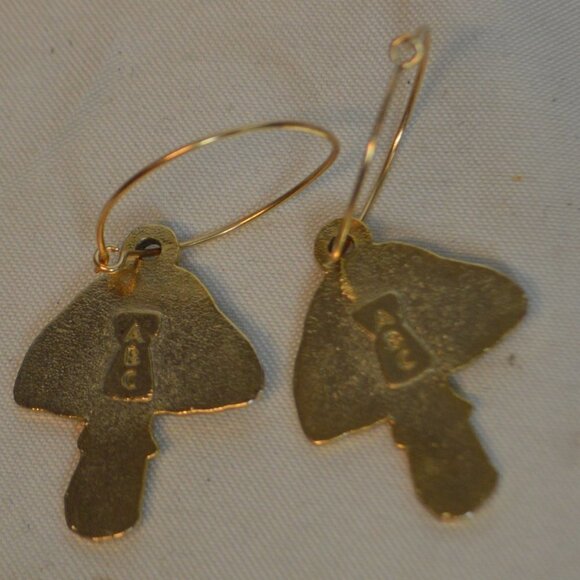 ART BY CIARA  Gold Filled Blue Mushroom Earrings - Picture 4 of 4